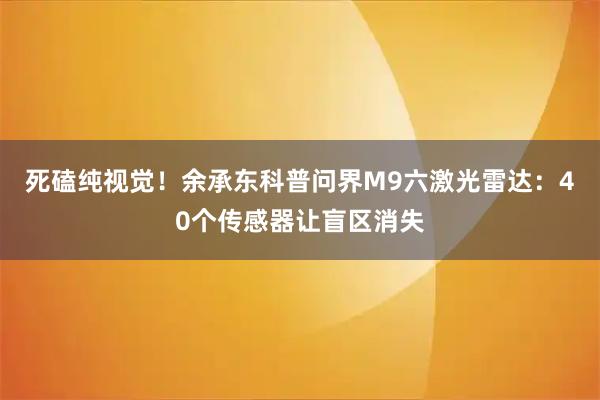 死磕纯视觉！余承东科普问界M9六激光雷达：40个传感器让盲区消失
